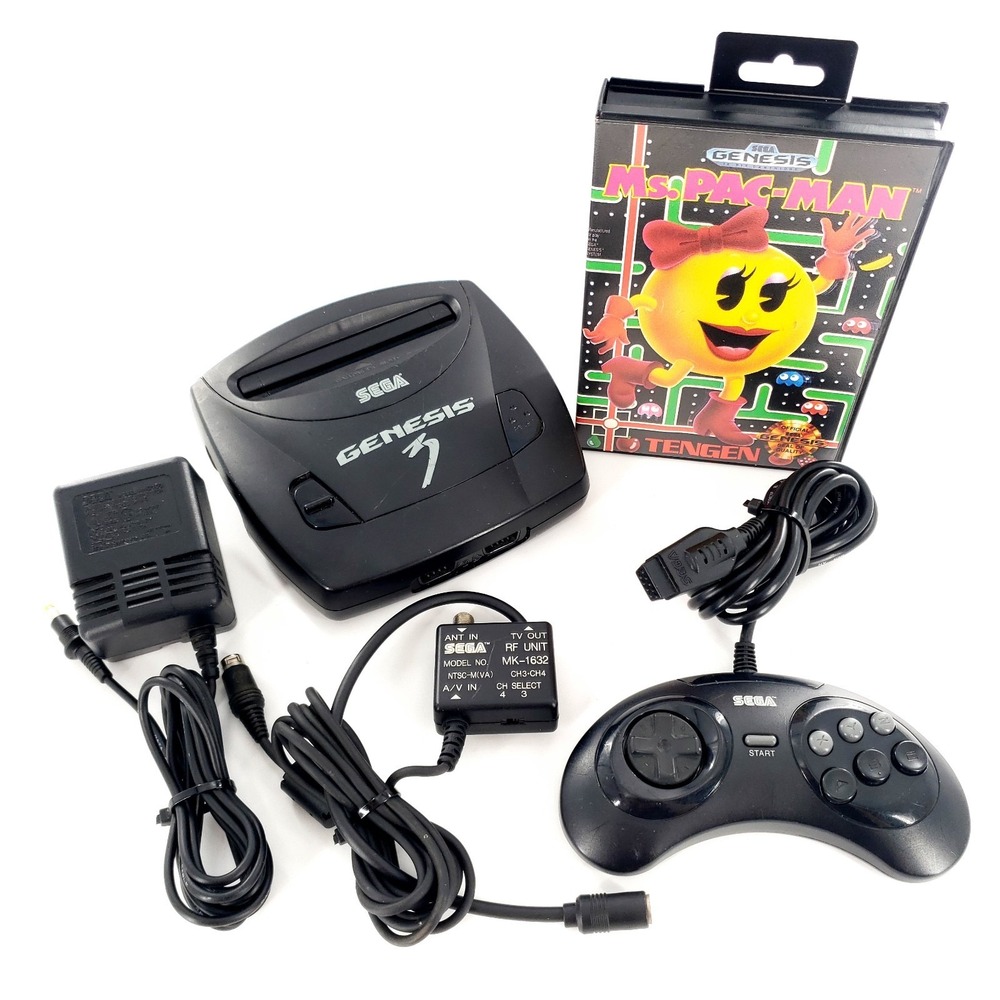 Sega Genesis 3 System MK-1461 w/ Ms. Pac-Man, 6-Button Controller, Cables Tested